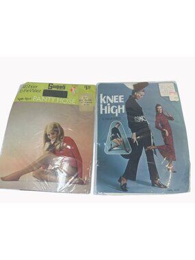 Vintage Nylon Knee High Cinnamon Stockings Sooperb Pantyhose Off Black